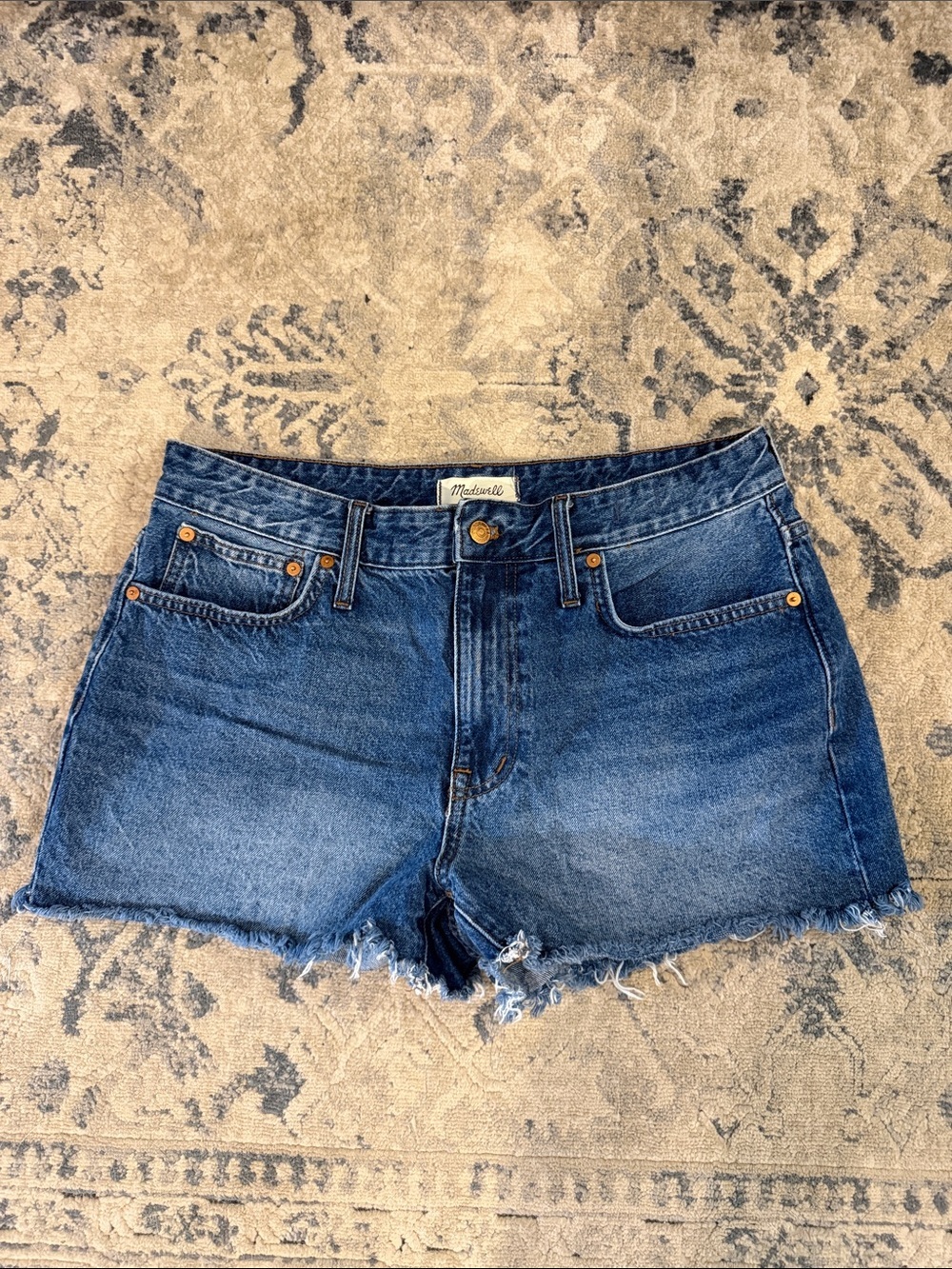 Madewell Medium Blue Denim Frayed Cutoff Shorts size 30